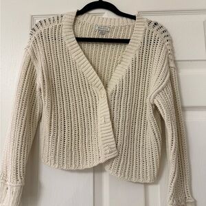 American Eagle Outfitters Cream Open-Knit Cardigan